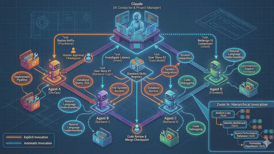 Claude Skills, Commands, Agents toward a unified mission