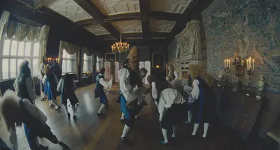 Here is one shot where form and content work in tandem: distorted view for distorted behavior.